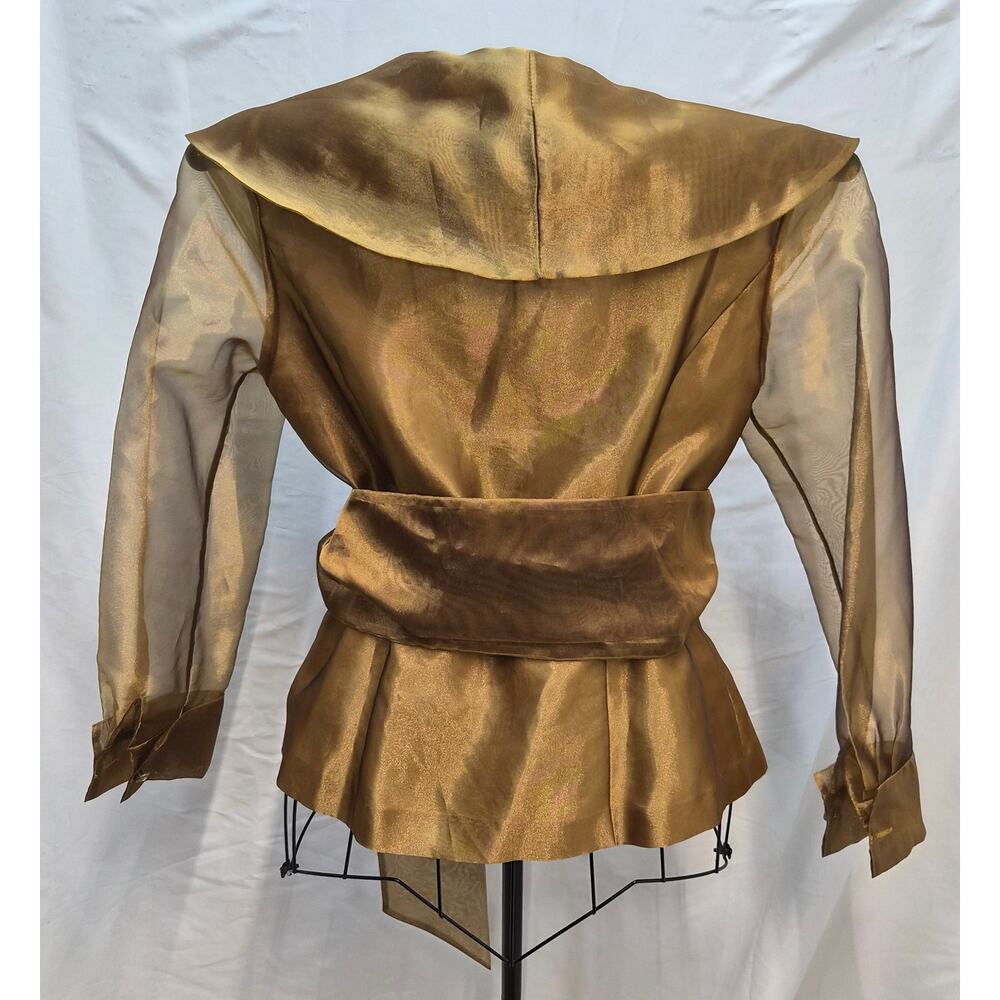 Alex EVENINGS Sheer Gold Organza Wrap Top Women's M Dressy Cocktail Formal - Picture 2 of 8